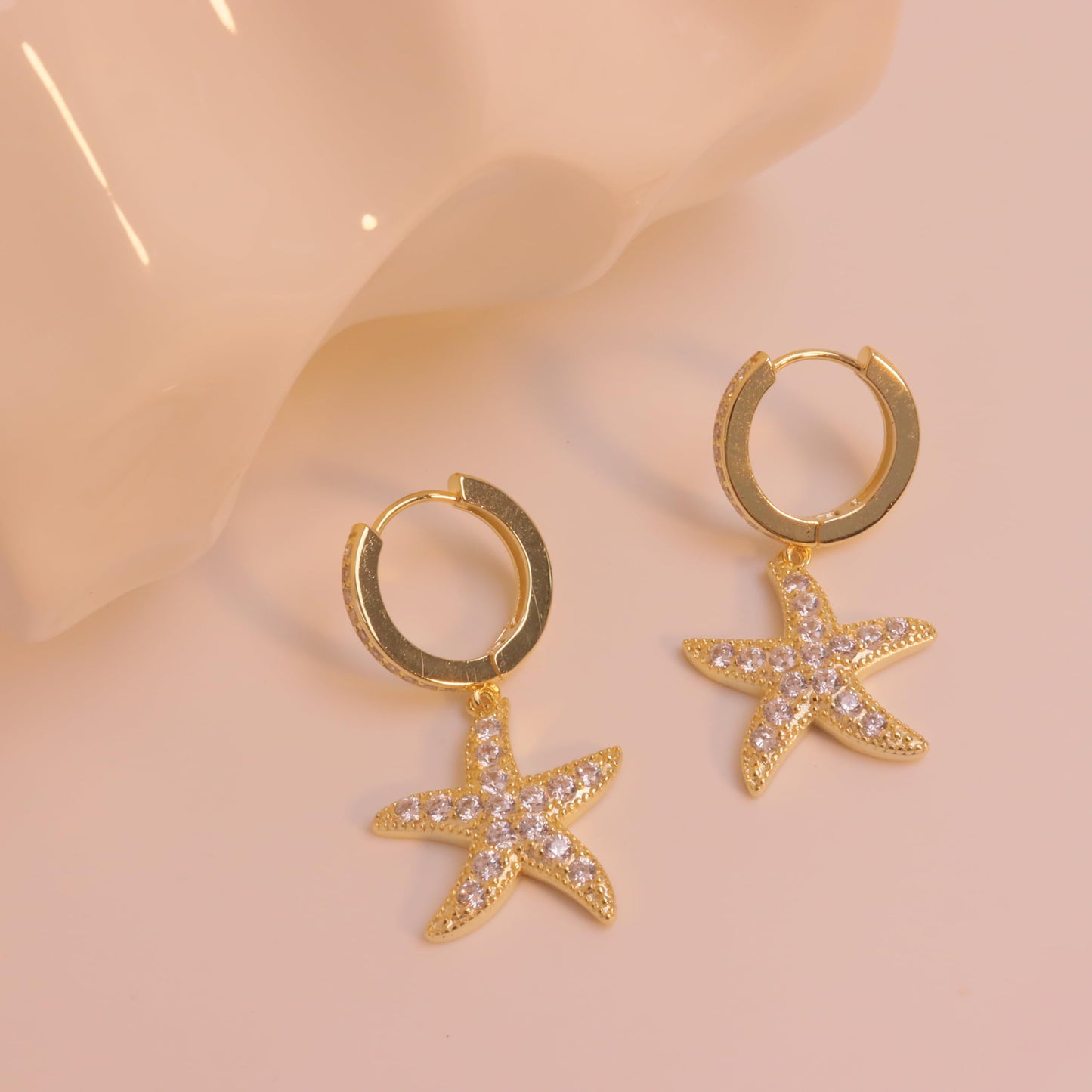 ToHeart Starfish Earrings For Women - 14K Gold Plated Beach Earrings - Starfish Jewelry - Gold Huggie Hoop Earrings Birthday Gifts Mothers Day Gift