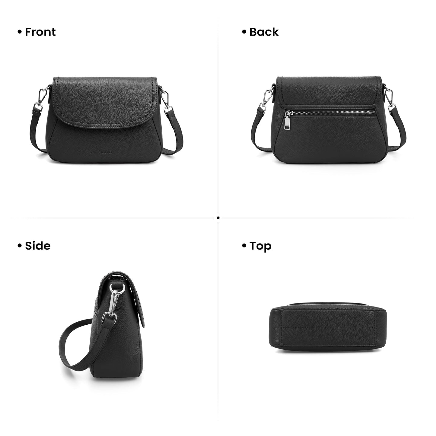 befen Black Crossbody Leather Purse for Women Small Real Genuine Leather Shoulder Bags with RFID Blocking, Saddle Bag Purses for Women 2026 Summer Cross Body Handbags for Daily Travel