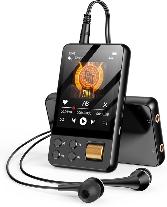 AGXOV 64GB MP3 5.3, (D28) Player with Bluetooth Music Player with Built-in HD Speaker, FM Radio, Voice Recorder, HiFi