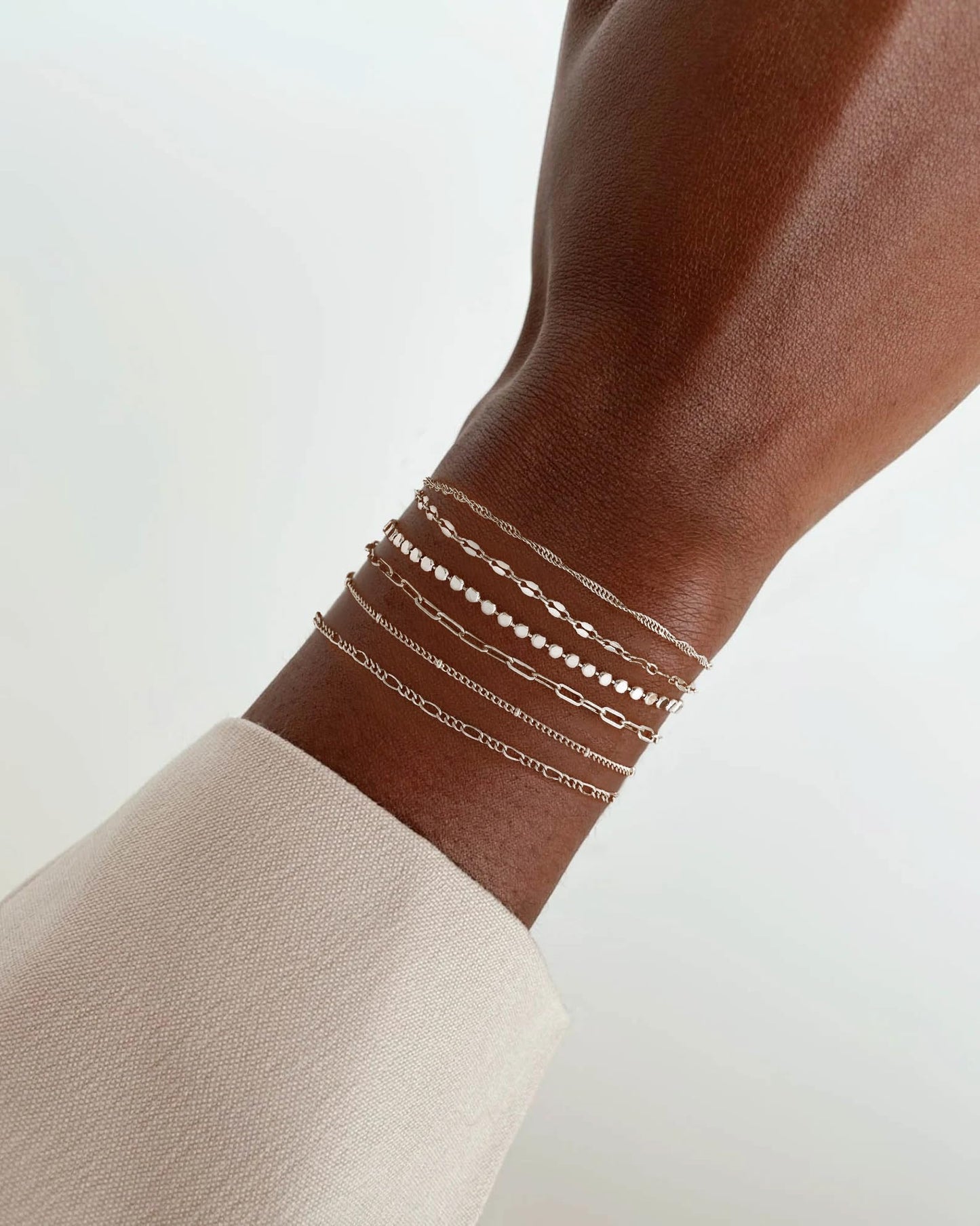 Tewiky Waterproof Gold Bracelets for Women Non Tarnish - Dainty Stack 14K Gold Plated/Sterling Silver Chain Bracelets Set Adjustable Trendy Jewelry for Women