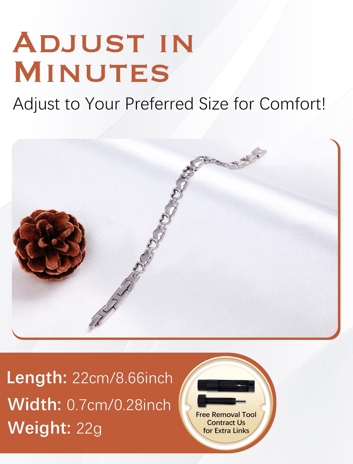 Jecanori Ultra Strength Magnetic Bracelet for Women, Titanium Steel Bracelet with 3500 Gauss Magnets, Ideal Gift