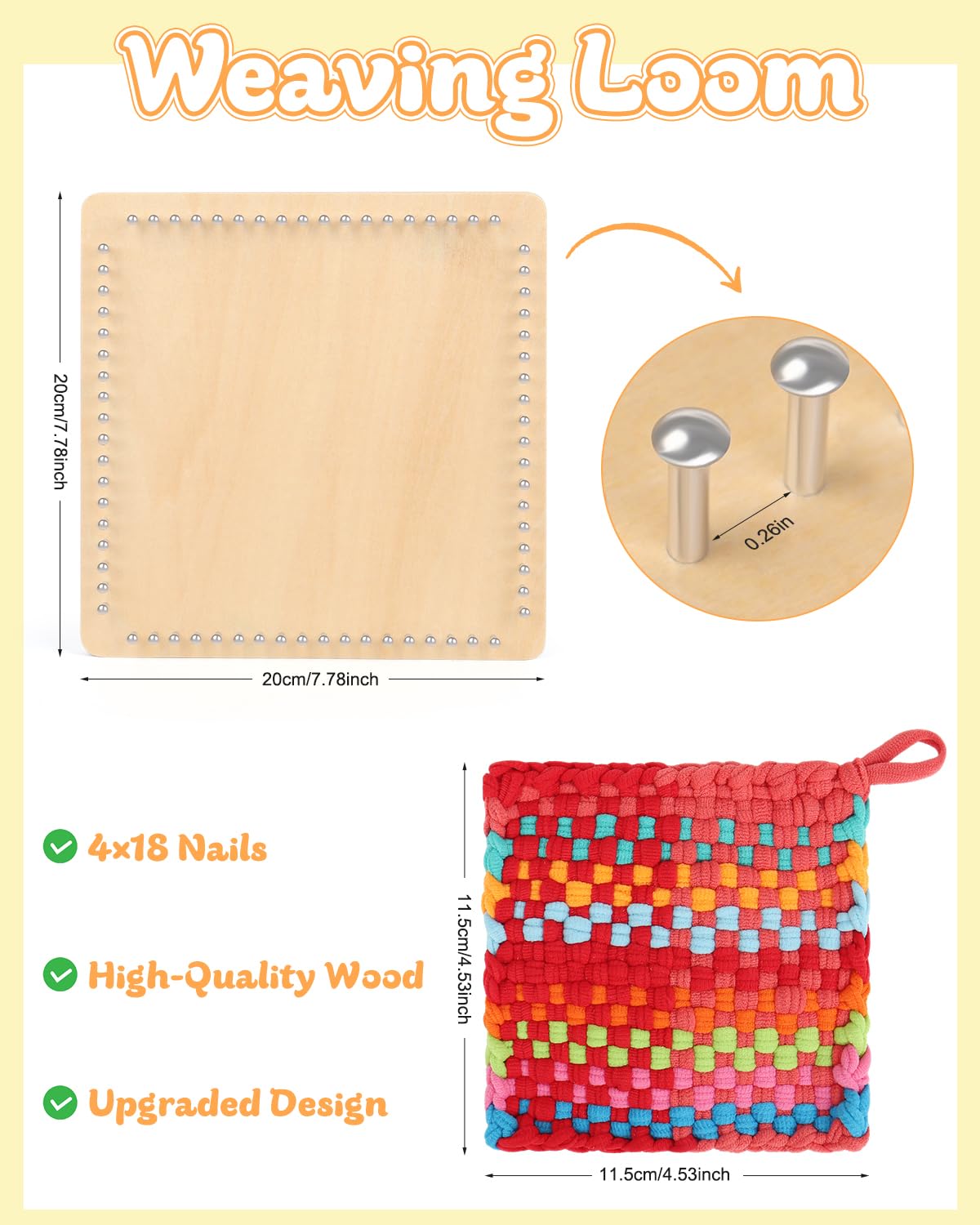 Coopay Weaving Loom Kit, Wooden Potholder Loom Kit with 192 Weaving Loops, Step-by-Step Instruction, Art and Crafts for Adults, Ideal Gift
