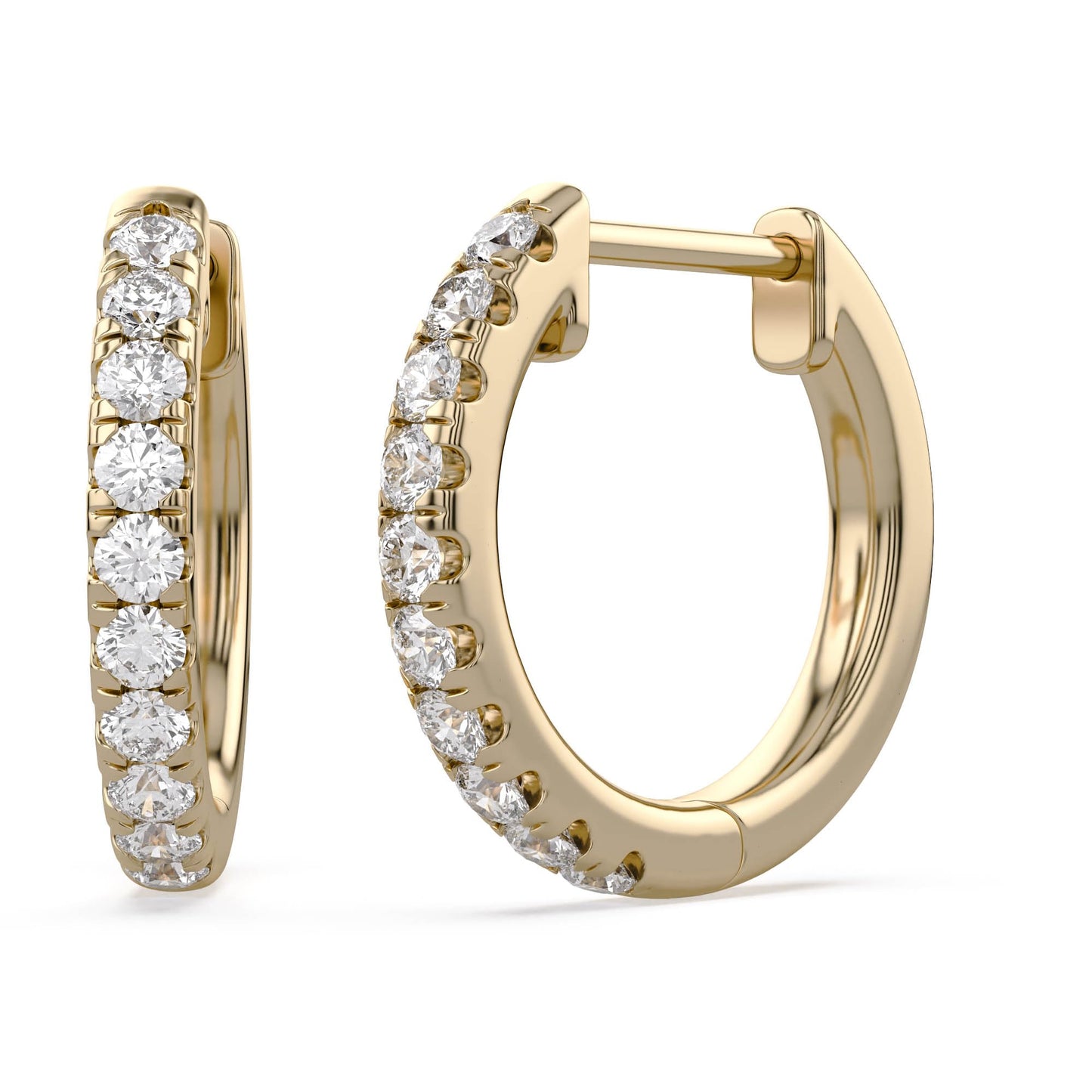 Huggie Hoop Earrings For Women, 1/4 Carat Round Shape Lab Grown Diamond Wedding Bridal Hoop Earrings In 14K Solid Yellow Gold Jewelry for Her (0.25 Cttw)