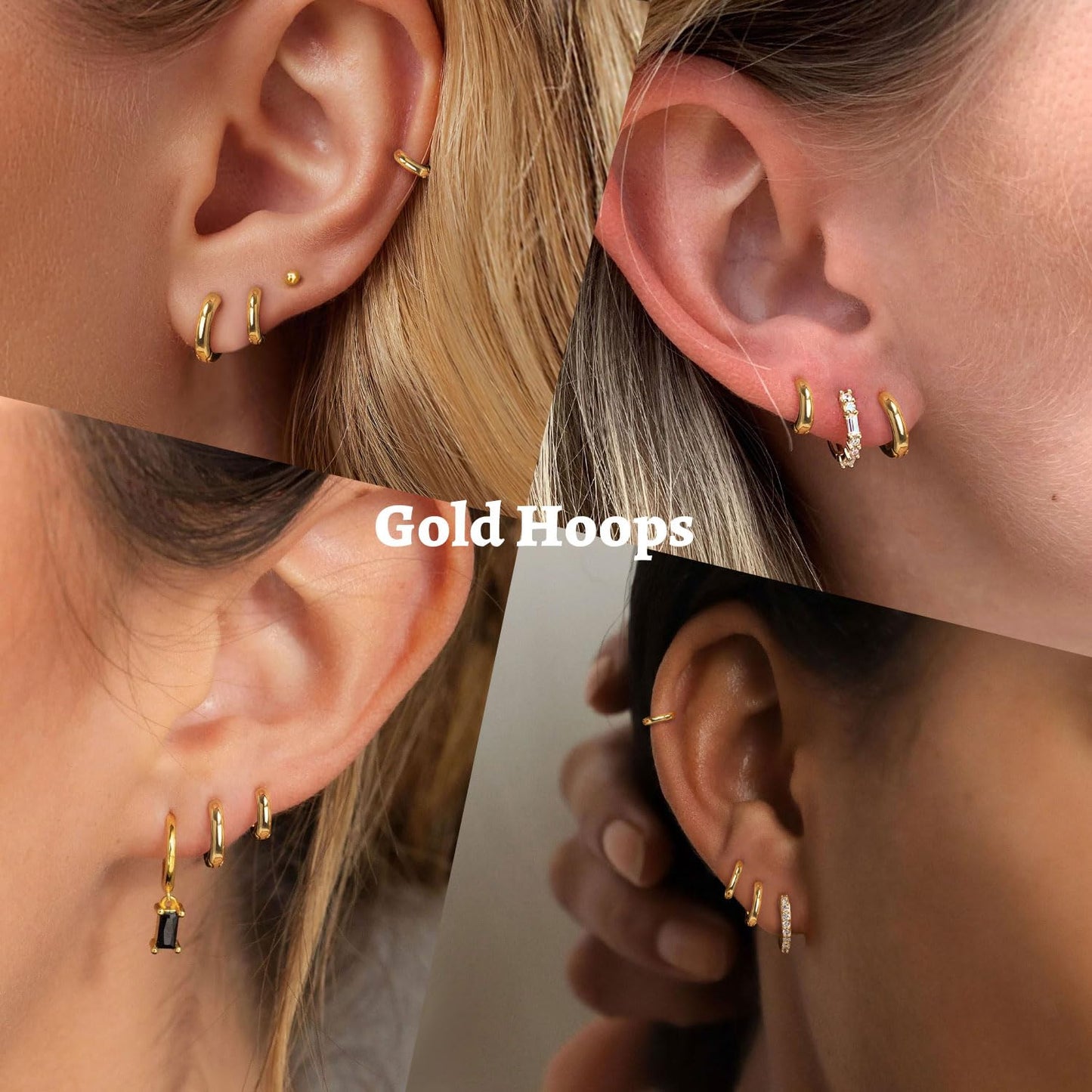 Gokeey Small Gold Huggie Hoop Earrings for Women 14K Gold Plated Lightweight Hoop Earrings Set for Women Hypoallergenic Earrings Gifts