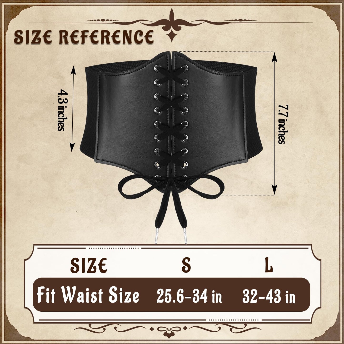 Magibag Women Renaissance Corset Belt Pouch Halloween Medieval Renaissance Costume Accessories (Black Skirt Hike Set, L/Waist 32"-43")