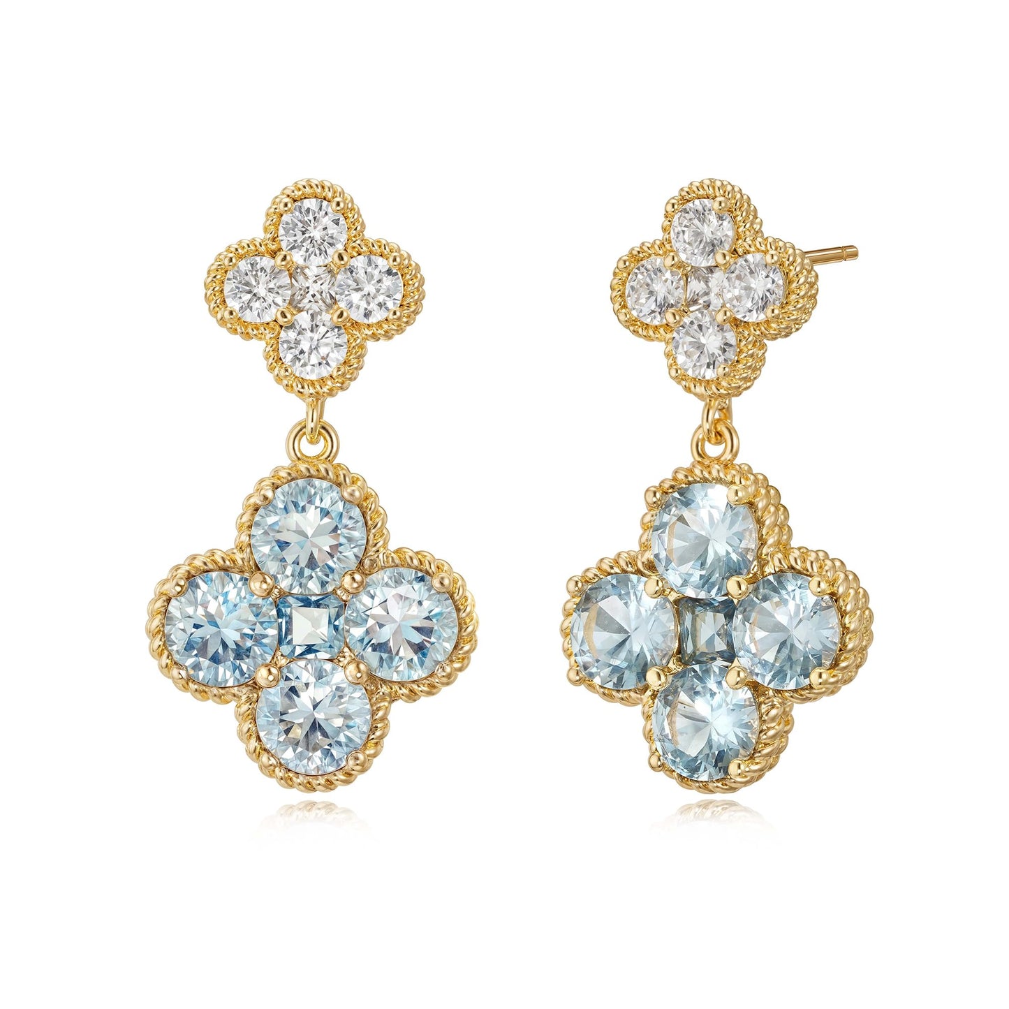 MTMY Dangle Earrings for Women 14K Gold Plated Four Leaf Clover Dangling Drop Birthstone Stud Earrings Trendy Flower Birthstone Jewelry Birthday Gifts(March)