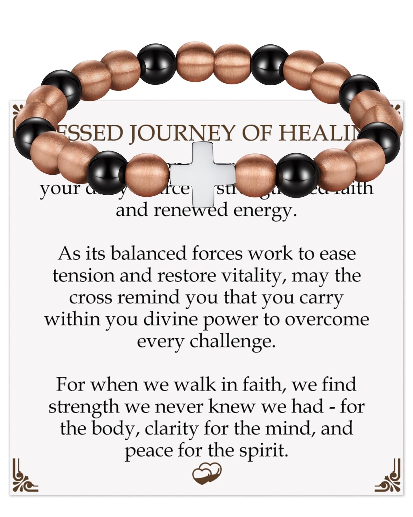 Jecanori Copper Magnetic Bracelet for Men Women, 3800 Gauss Pure Copper Jewelry with Stretch Beads, Unisex Spiritual Gift, Birthday Gifts for Parents, Hematite Bracelet for Mom Friends