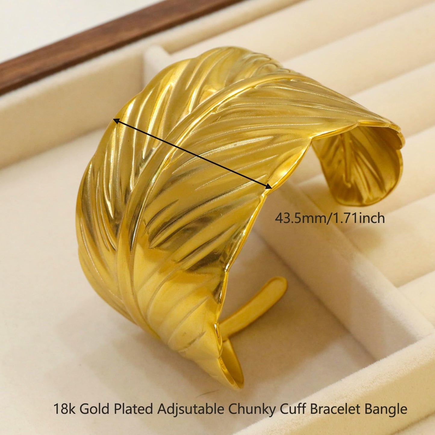 TaYolnFaSo Leaf Chunky Cuff Bracelet for Women Adjustable Large Open Wrist Bangle Cuff Bracelet Jewelry Gift for Lady Wife Girlfriend Mother Wedding Prom Party Christmas