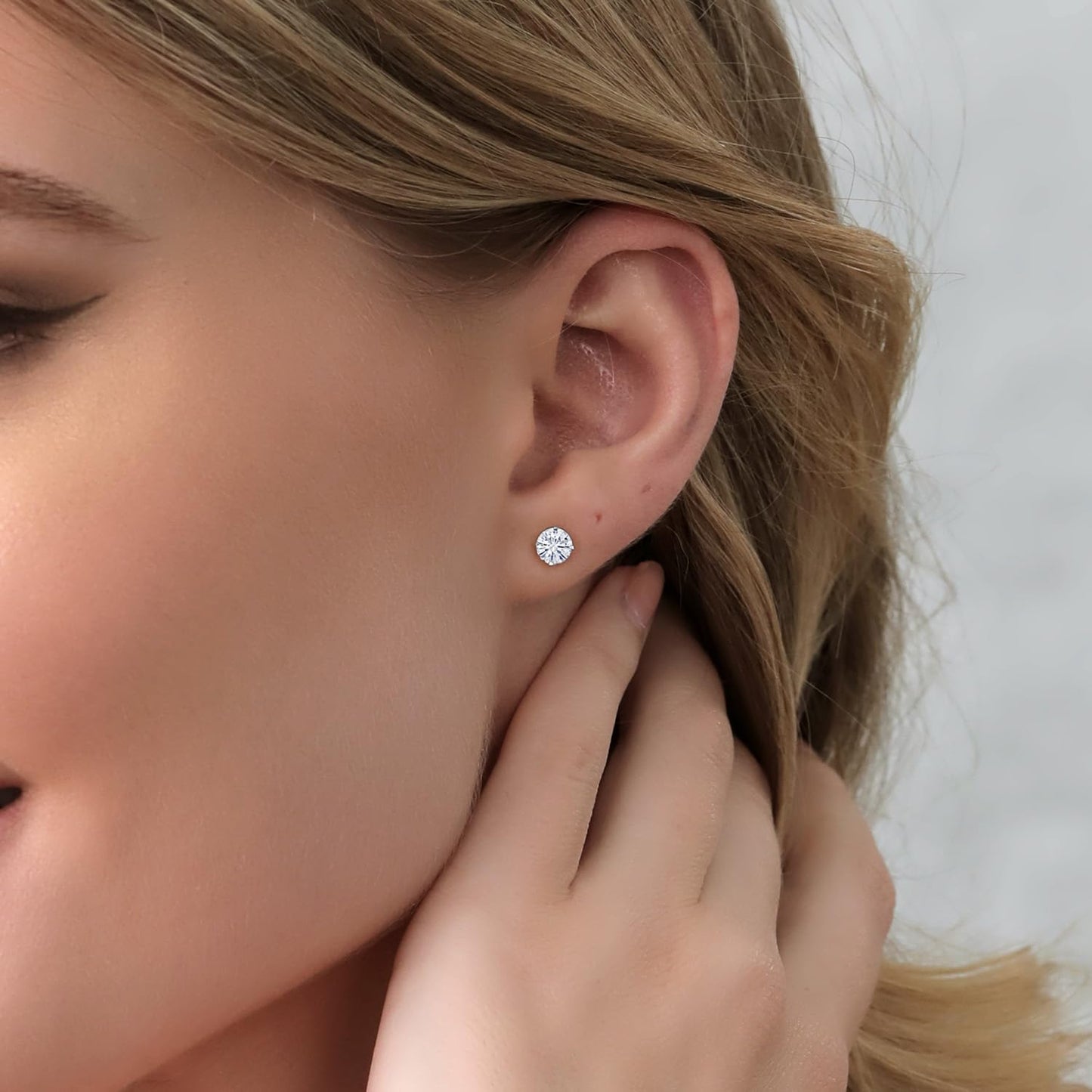 Gem Stone King 2-4 Cttw Round Gemstone Birthstone Stud Earrings For Women Men | 925 Sterling Silver | Round 7MM | Fine Jewelry Gifts for Women Her Mom Wife Men | White Moissanite-April