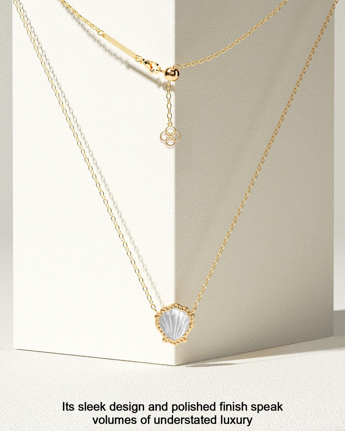 AICase 18K Gold Plated Pendant Necklace for Women,Dupes Shell Ivory Mother Of Pearl Fashion Dainty Jewelry,Anniversary Birthday Gifts for Women/MoM/Sister/Friends/Her/Wife/Grandma/Coworker_White