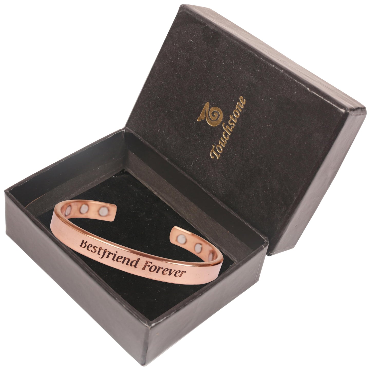 Touchstone Inspirational Copper Engraved Magnetic Bracelets for Women-Personalized Jewelry Gifts for Best Friend/Mom/Daughter/Sister - Adjustable Bracelet in a Gift Box Bestfriend Forever