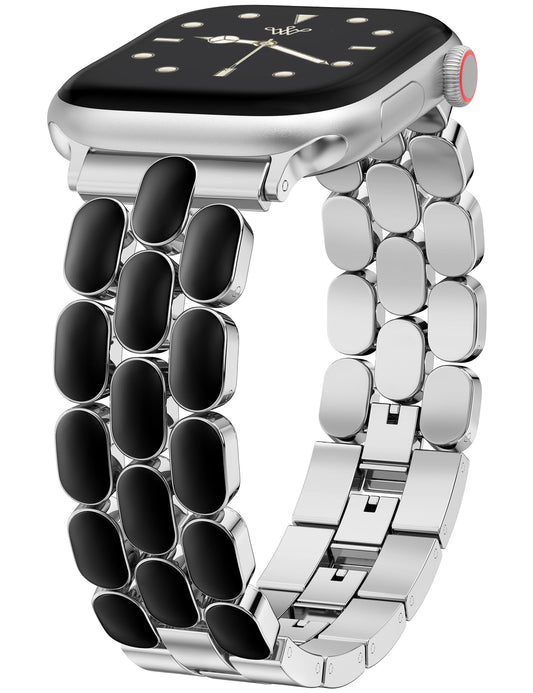 Wearlizer Metal Bracelet Compatible with Apple Watch Bands for Women 44/45/46/49/42mm, Gold Dressy Jewelry Enamel Silver Stainless Steel Strap for iWatch Band Ultra SE Series 11/10/9/8/7/6/5/4/3/2/1
