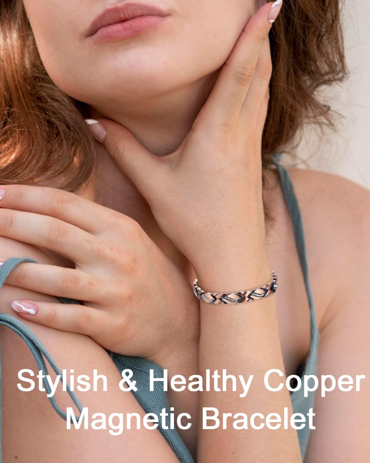 EnerCoppeX Women's Pure Copper Magnetic Bracelet with Magnet, Copper Jewelry Gift(A)