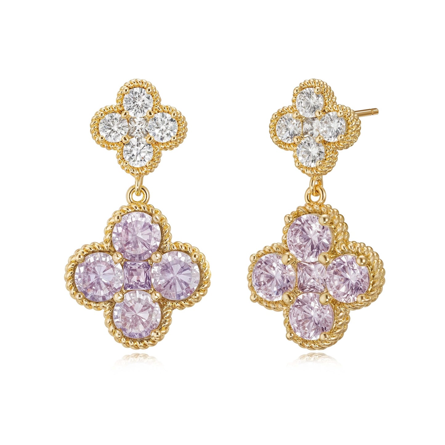 MTMY Dangle Earrings for Women 14K Gold Plated Four Leaf Clover Dangling Drop Birthstone Stud Earrings Trendy Flower Birthstone Jewelry Birthday Gifts(June)
