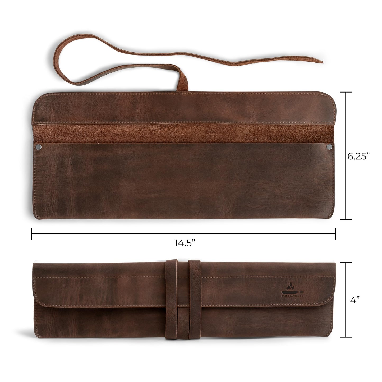 Leather Chef Knife Sheath, Single Case for Chef's Knives, Kitchen Small Storage Bag, Roll Bags for Travel, Professional Chefs Carrying Wrap Holder, Butcher Rolls Carrier (Bourbon Brown)