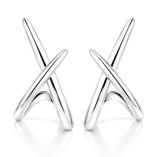 Sterling Silver Earrings for Women Trendy, Dainty Simple Minimalist Unique Silver Stud Earrings, 925 Post Hypoallergenic Earrings for Sensitive Ears Women Women‘s Fashion Gifts