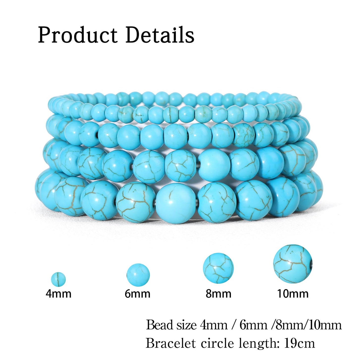 Vinswet 4pcs Beaded Bracelets for Women,Natural Healing Crystal Gemstones Bracelet,Anxiety Stress Relief Bracelet Handmade purple Jewelry Gifts for Women