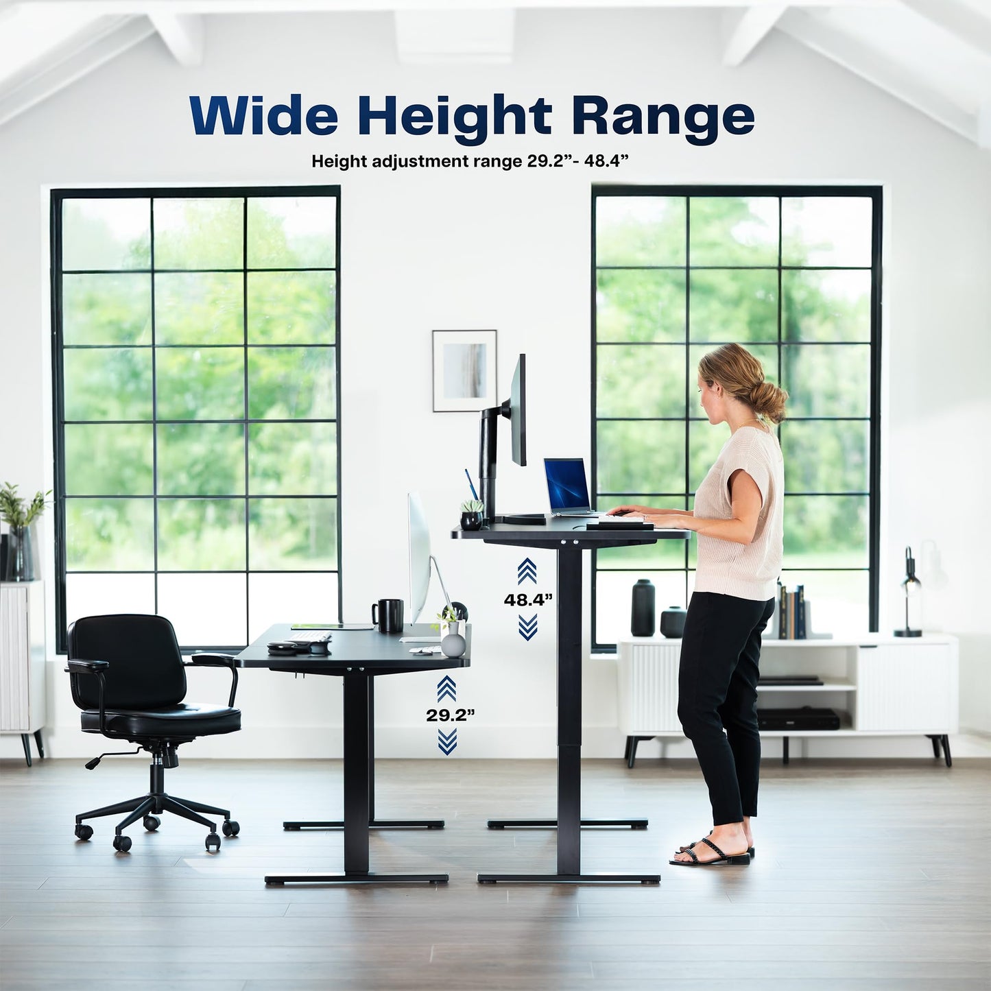 VIVO Electric 71 x 30 in Standing Desk, Memory Height Adjustment, 1B Series, Holds 220 lbs, Black Top Black Frame, DESK-KIT-1B7B