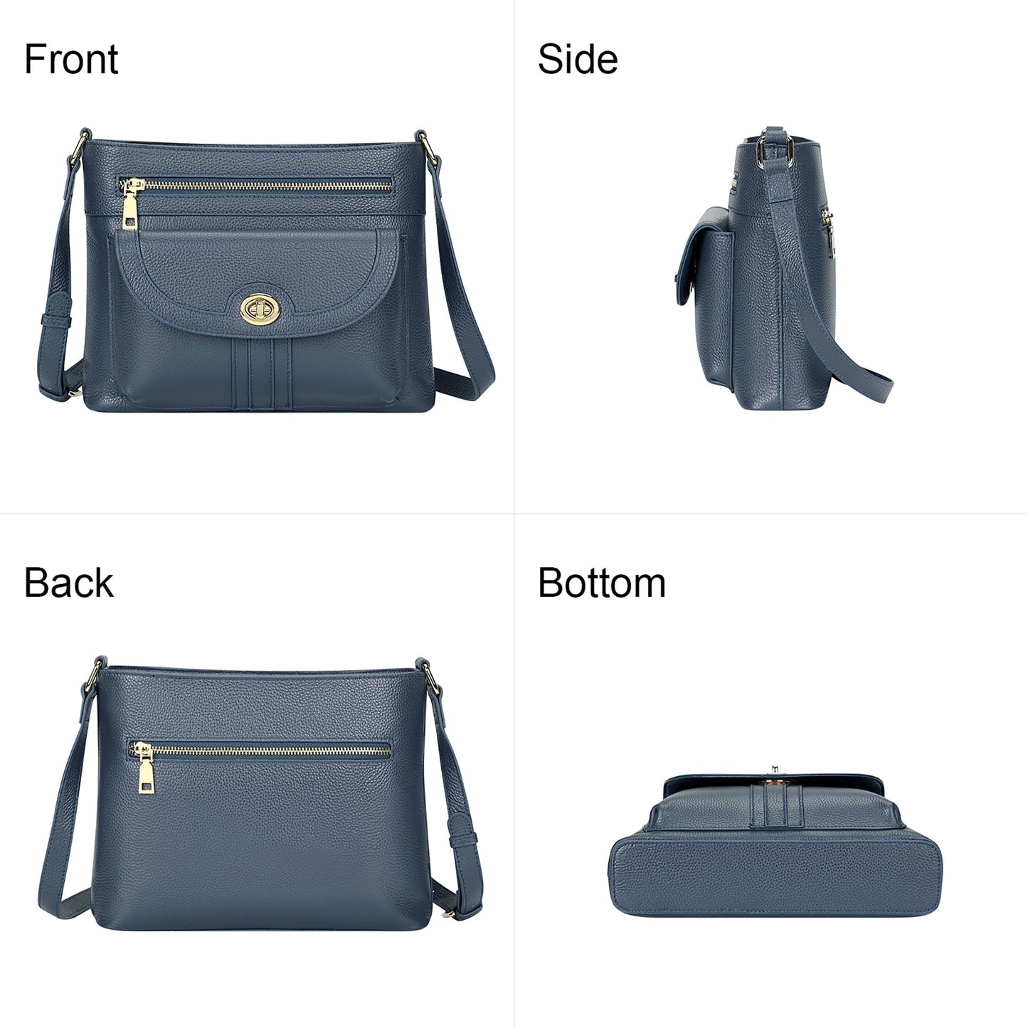 Over Earth Genuine Leather Crossbody Bags for Women Trendy Purses and Ladies Shoulder Handbags(O202E-2G Indigo Blue)