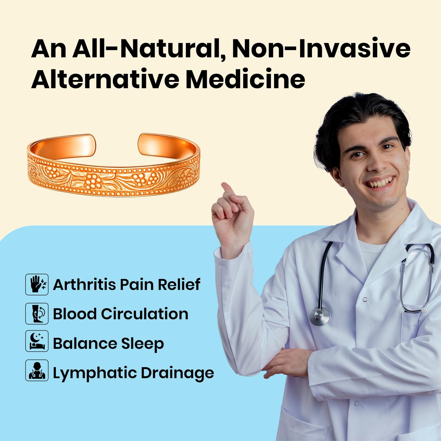 Healing Monk Pure Copper Bracelet for Men & Women – Handmade Uncoated Copper Jewelry Cuff – Adjustable Healing Copper Bracelets for Arthritis – Mens & Womens Copper Cuff Pulsera de Cobre (Twist)