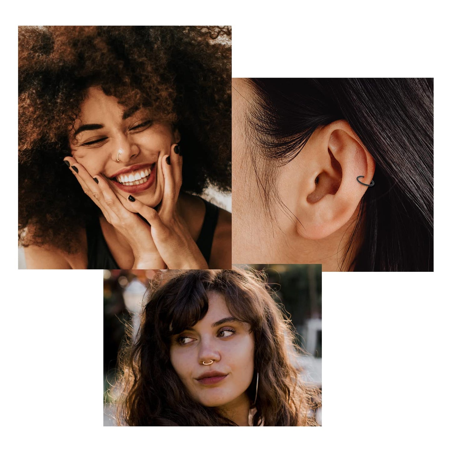 Nose Rings - 18 Gauge Hoop Earrings for Women - Black 8mm Septum Jewelry - Surgical Steel Septum Clicker