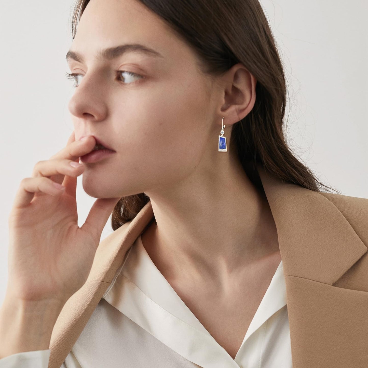 Lapis Lazuli Earrings Sterling Silver Lapis Lazuli Drop Earrings Geometry Leverback Dangle Earrings Jewelry Christmas Gifts for Women