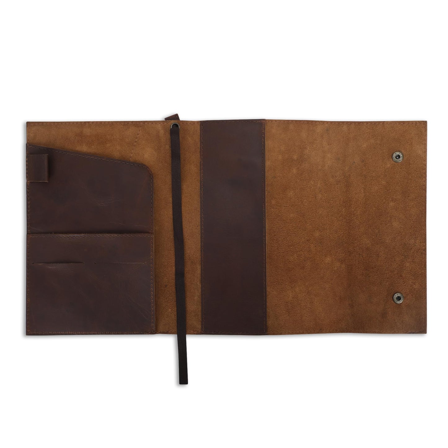 CestAntiQ Rustic Leather Journal Cover for A5 Notebooks Fits 5.75 x 8.25 Inch Sketchbooks 5.5 x 8.2 Inch Pads Refillable Organizer with Pen Loop 5 Card Slots Gift for Writers Professionals Brown