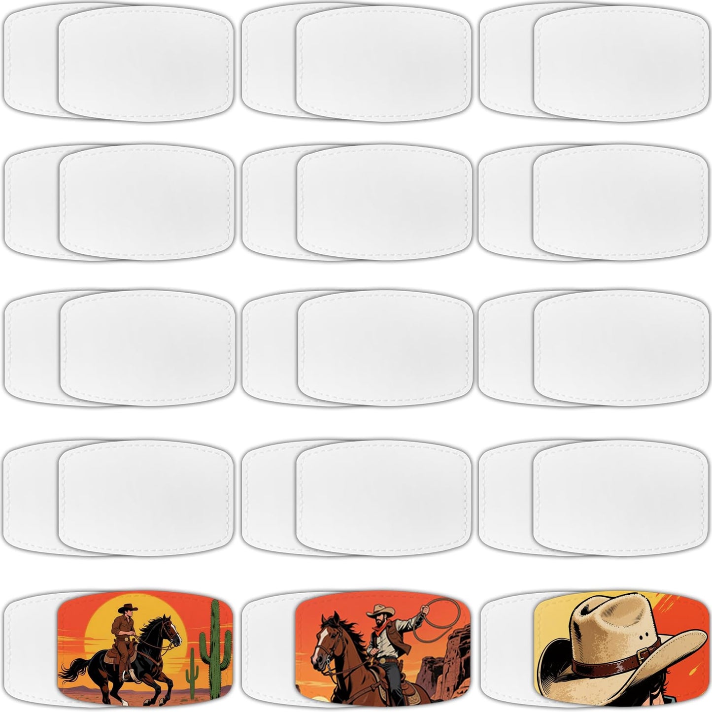 iFForce Full Sublimation Patches with No Border - 30 Pcs Iron on Blanks White Waterproof Smooth Glossy Material - Heat Press Rounded Rectangle Patch Adhesive for Hat Cap Clothes Business