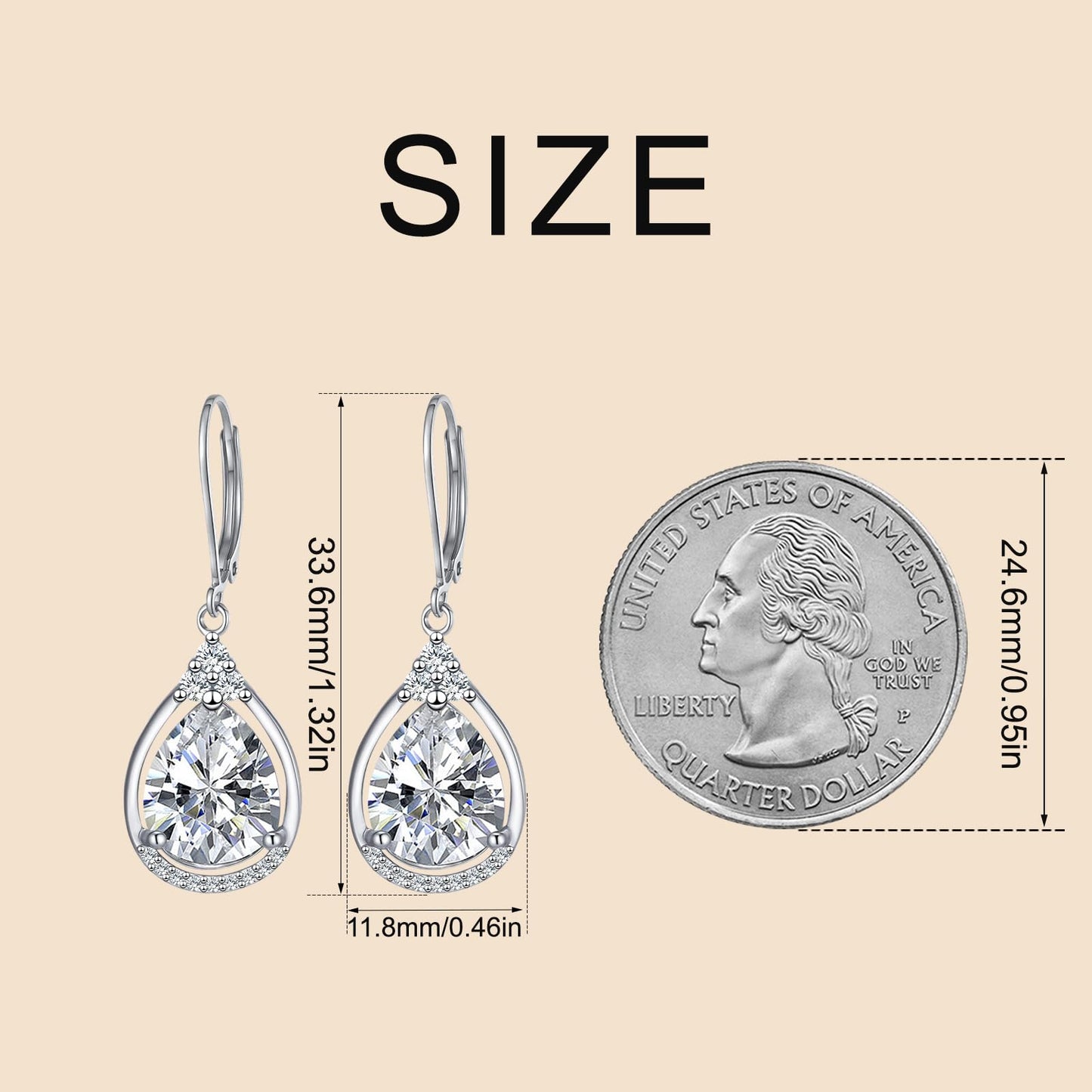 April Earrings Sterling Silver Birthstone Earrings AAAAA Cubic Zirconia Teardrop Dangles Jewelry Christmas Gifts for Women