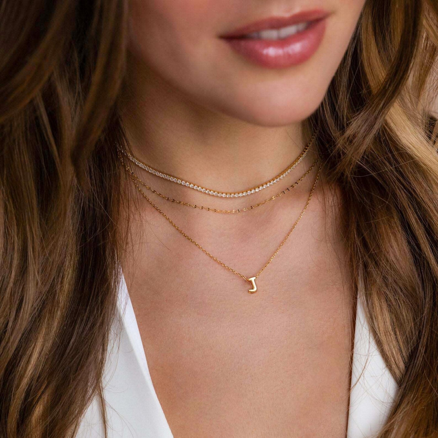 CUEZIY 14K Gold Plated Bubble Letter Necklace Initial Necklaces for Women Dainty Personalized Charm Pendant Name Necklace Cute Non Tarnish Fashion Accessories Teen Gift Trendy Stuff Jewelry Gifts