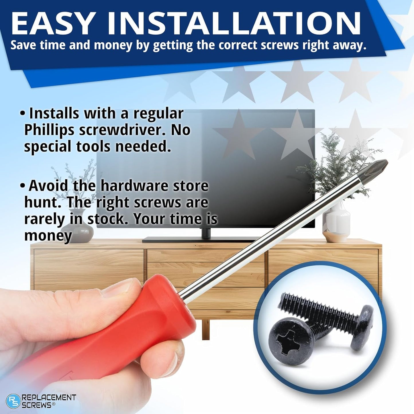 ReplacementScrews 6003-001334 (M4XL14) (8) TV Stand Screws Compatible with Samsung