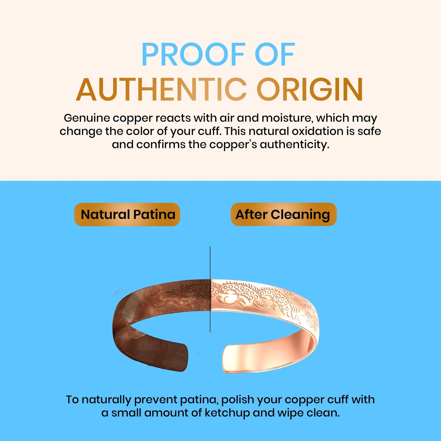 Healing Monk Pure Copper Bracelet for Men & Women – Handmade Uncoated Copper Jewelry Cuff – Adjustable Healing Copper Bracelets for Arthritis – Mens & Womens Copper Cuff Pulsera de Cobre (Rustic)
