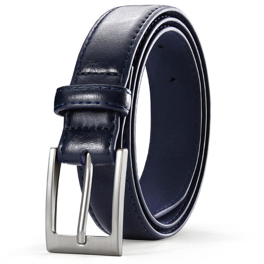 VONMELLI Boys Belt Leather Kids Blue Belt for Dress Jeans Formal and Casual Pants School Uniform Belts, XXL