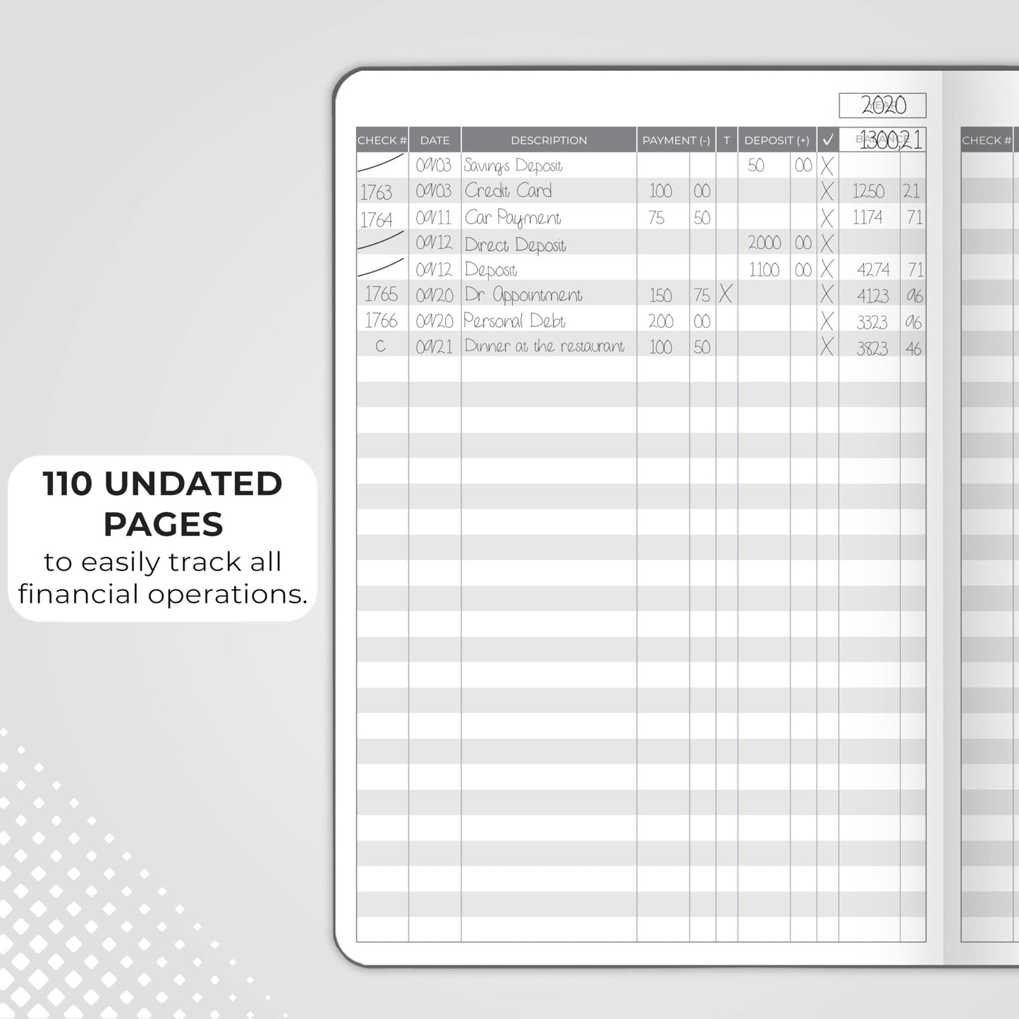 Clever Fox Check Register Book - Deluxe Transaction Register, Accounting Ledger Book, Checkbook Register & Checking Account Register Book for Personal and Work Use, A5 Hardcover - Mystic Gray