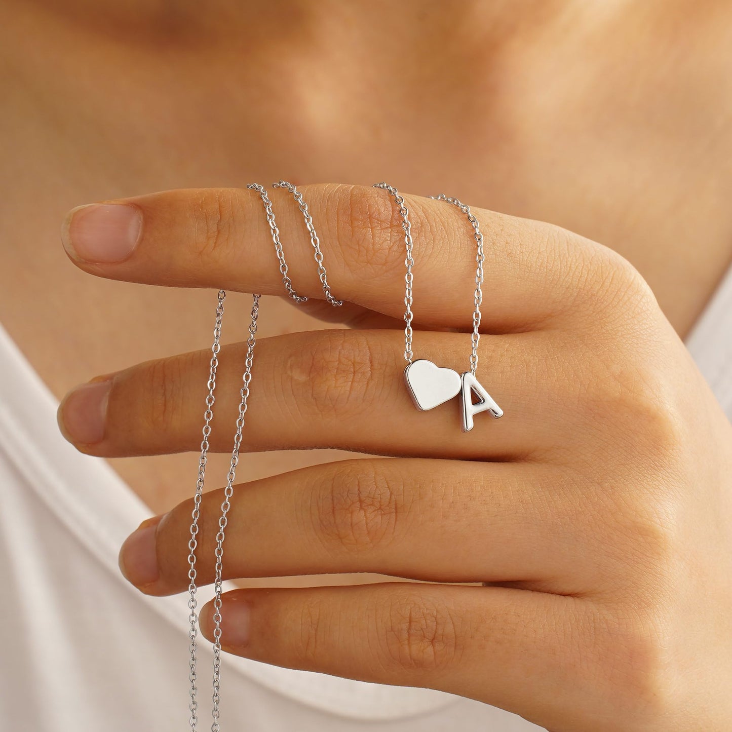 Turandoss Heart Initial Necklace for Women, Heart Initial O Dainty Necklaces Tiny Silver Necklaces Birthday Gifts for Women Jewelry