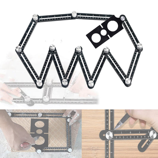 Multi-Angle Measuring Ruler - 12-Side Hole Positioning Aluminum Alloy Template Tool With Universal Drilling Locator