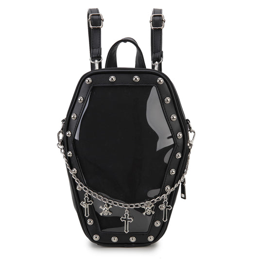 ENJOININ Gothic Coffin Shape Purses and Handbags for Women Halloween Shoulder Bag Ita Purse Backpack