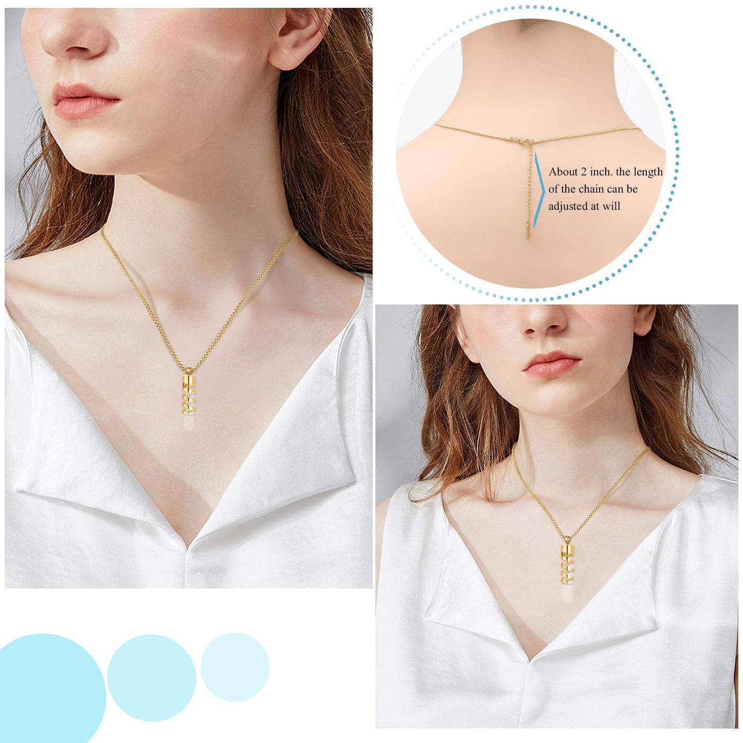Cremation Jewelry for ashes Glass Tube Cylinder urn Pendant Stainless Steel Urn Necklace Memorial Jewelry Ashes Necklace Cremation Keepsake for Men Women