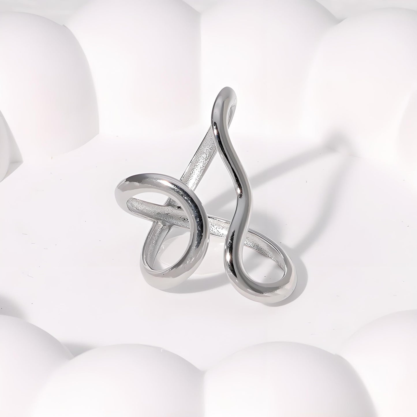 AIETUE Chunky Rings For Women, Gold Silver Thumb Ring Asymmetrical Wavy Curve Ring Adjustable Non Tarnish Dainty Stainless Steel New Year Anniversary Birthday Jewelry Gift (Silver)