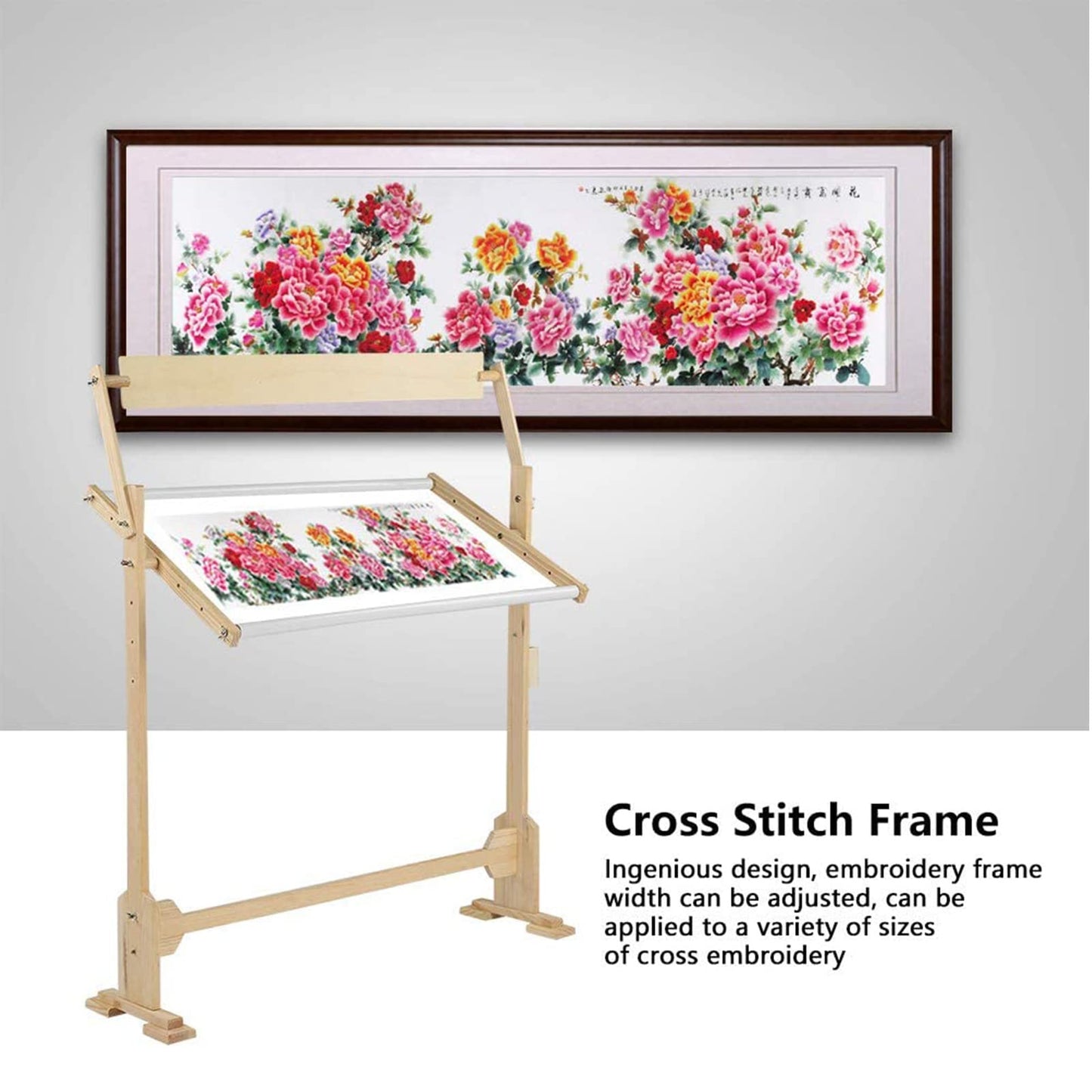 Embroidery Hoops Stand, 360 Degree Adjustable Embroidery Stand,Cross Stitch Frame Stand,Wooden Frame Cross Stitch Floor Stand for Cross Stitch Needlework Art Craft Sewing