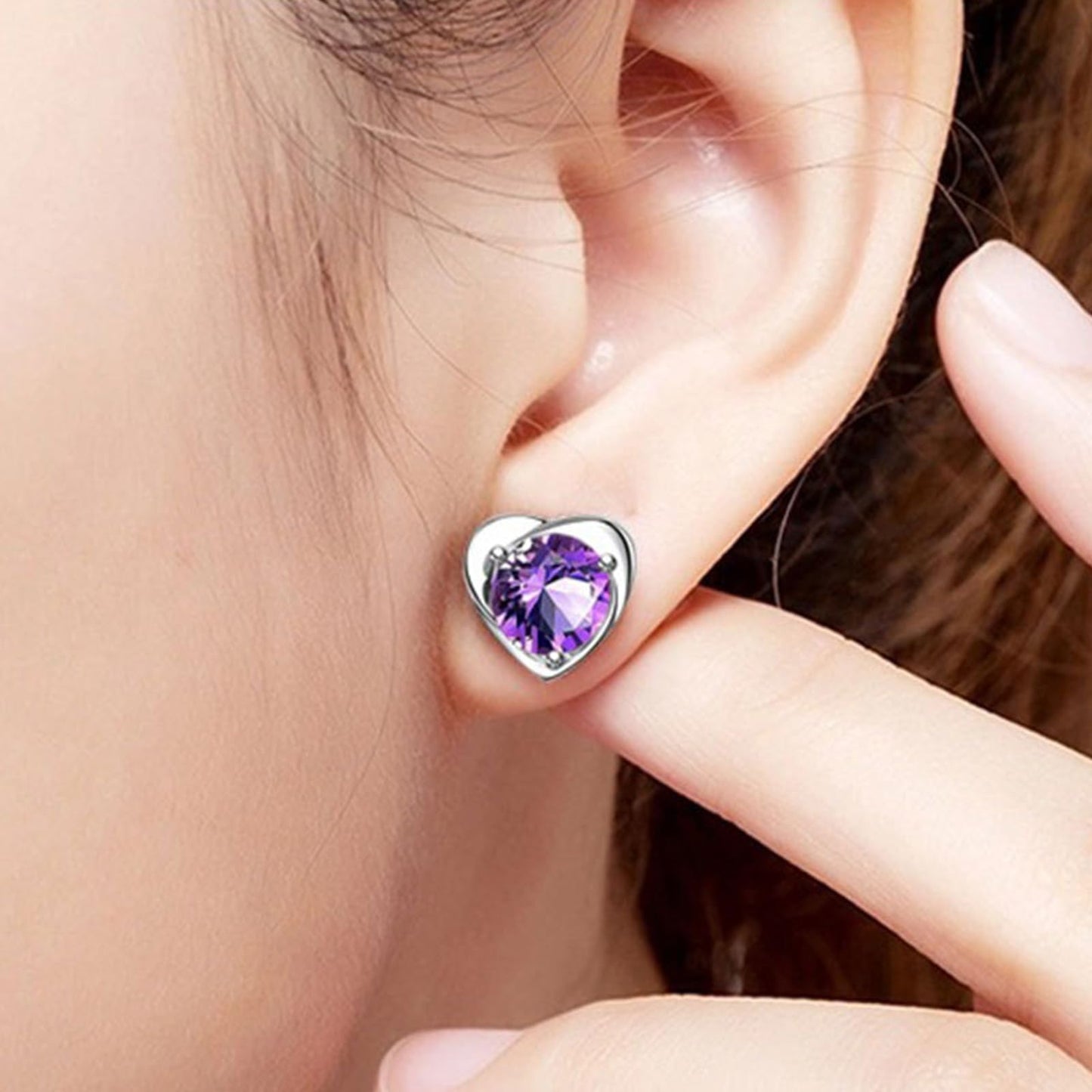 Halolux Lymphatic Germanium Earrings for Women, 2 Pairs Dainty CZ Zircon Acupressure Earrings for Lymphvity Drainage Support Hypoallergenic Ear Jewelry Gift (Silver+Purple)
