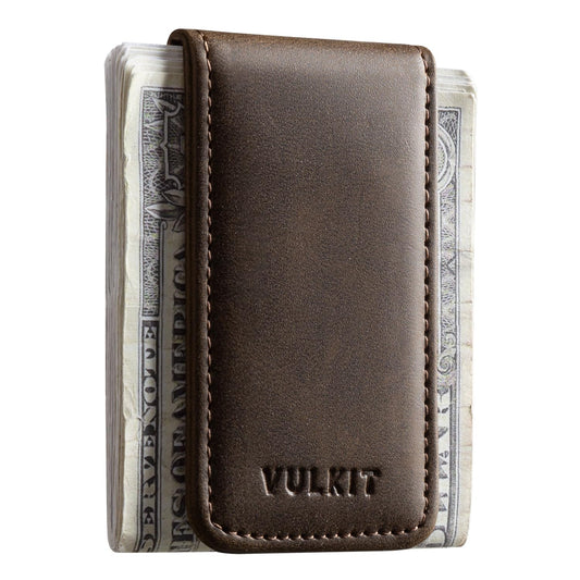 VULKIT Magnetic Money Clip Leather Money Holder Minimalist Design Holds Up to 15 Cash