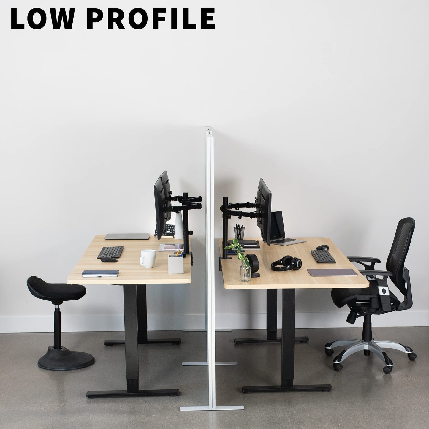 VIVO Modular Wall System, 2 PET and Whiteboard Panels, Professional Office Cubicle Dividers, Freestanding Privacy-Screen, 66 inches High, White and Dark Gray, PP-MWS63WB