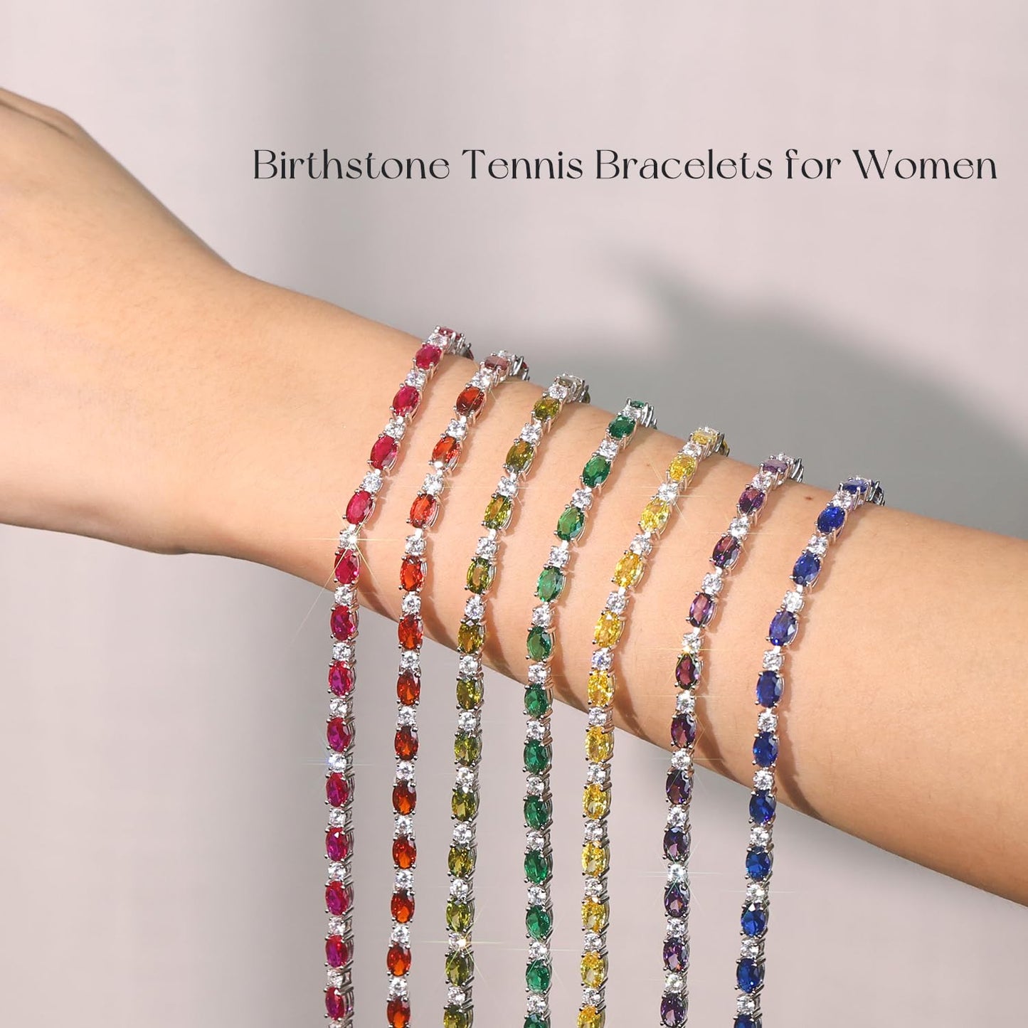 FANCIME May Birthstone Bracelets Sterling Silver Created Emerald Tennis Bracelet Emerald Fine Jewelry Gift for Women