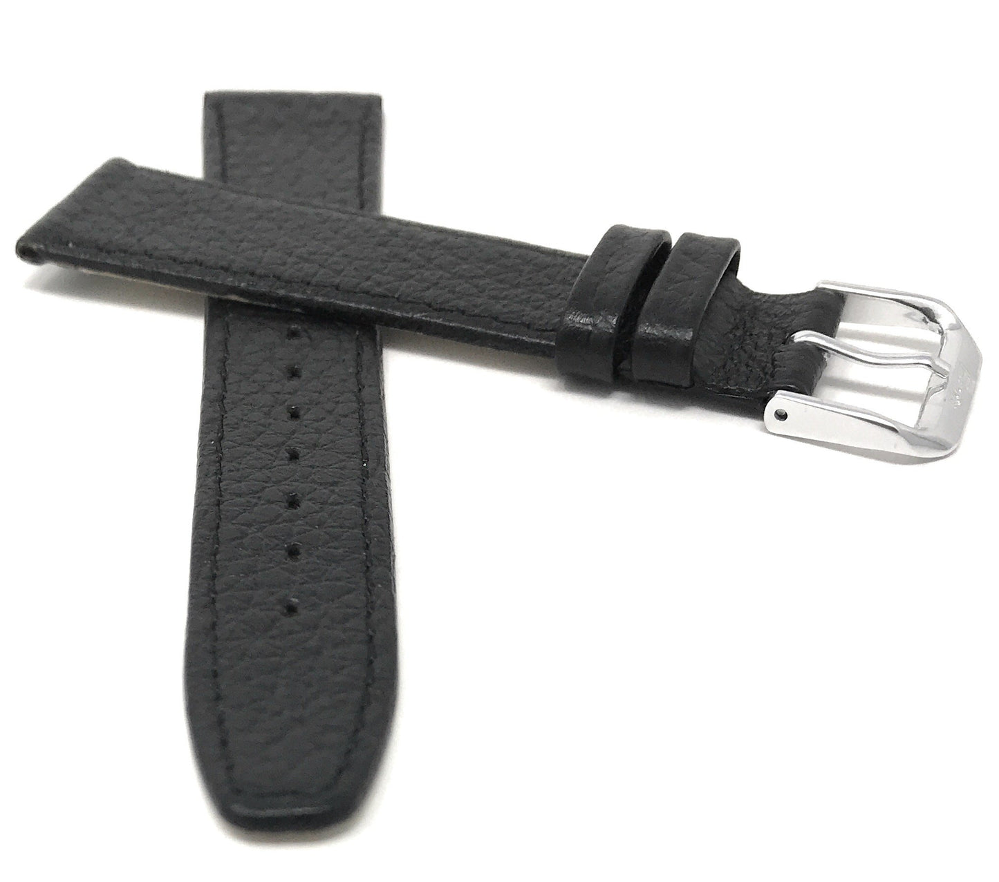 Bandini Extra Long (XL) 8mm Womens Italian Leather Watch Band Strap - Black - Buffalo Pattern - Slim