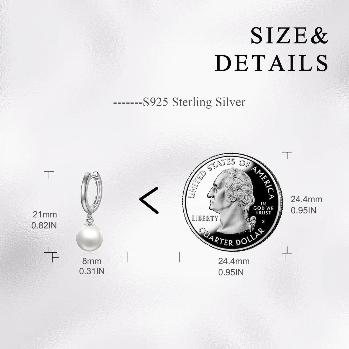 925 Sterling Silver Black Pearl Hoop Earrings Dangle Drop Jewelry Gifts for Women (Pearl)