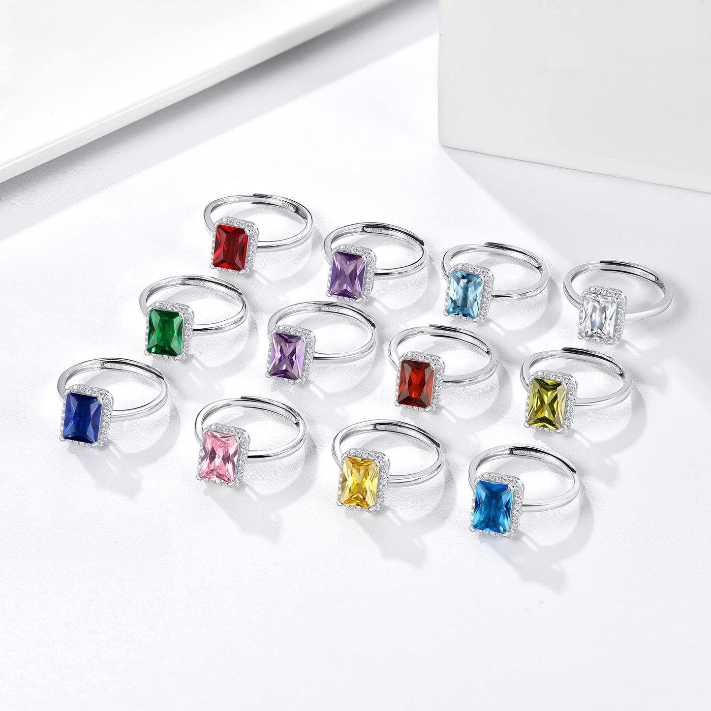 Bestyle Infinity Love Square October Pink Tourmaline Gemstone Rings with Sparkling CUbic Zirconia, Brilliant Love Square Diamond Halo Rings Statement Jewelry for Women