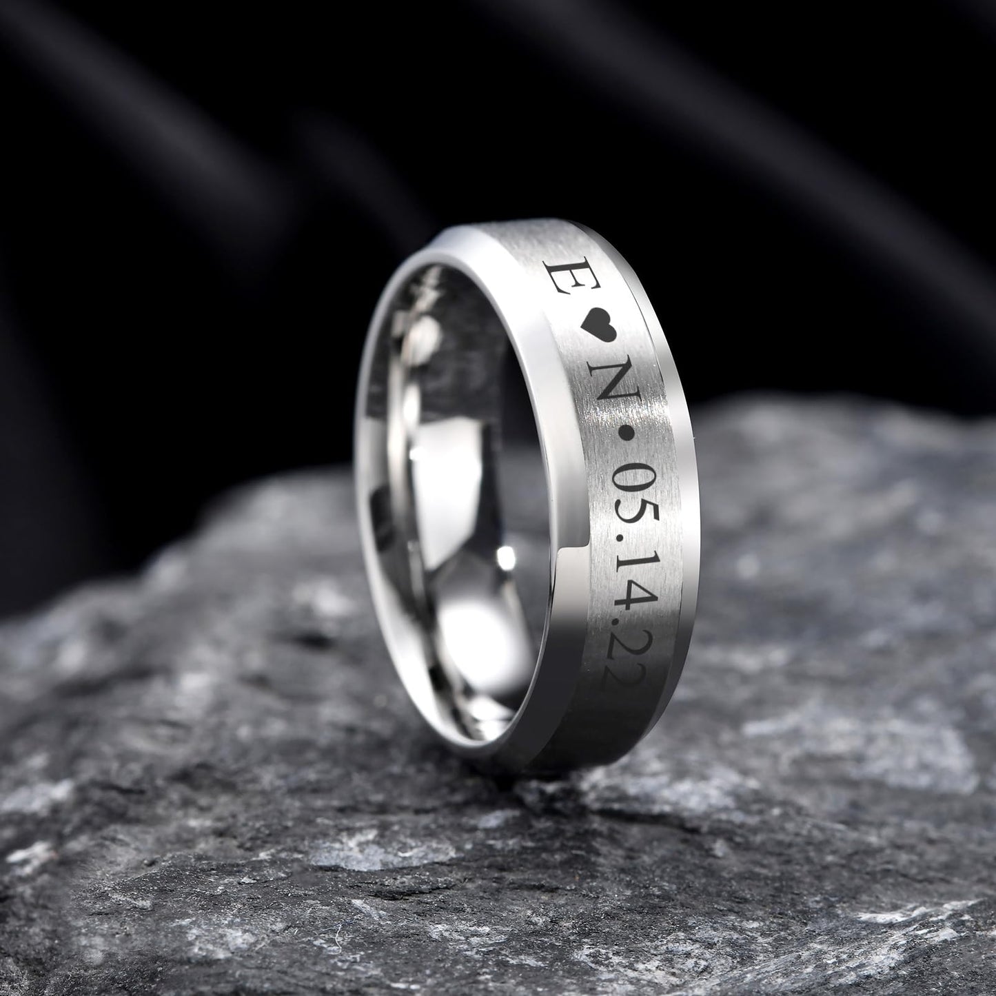 VNOX Customize Personalized 6MM Stainless Steel Simple Matte Brushed Finish Wedding Band Engagement Rings for Men Women,Size 12
