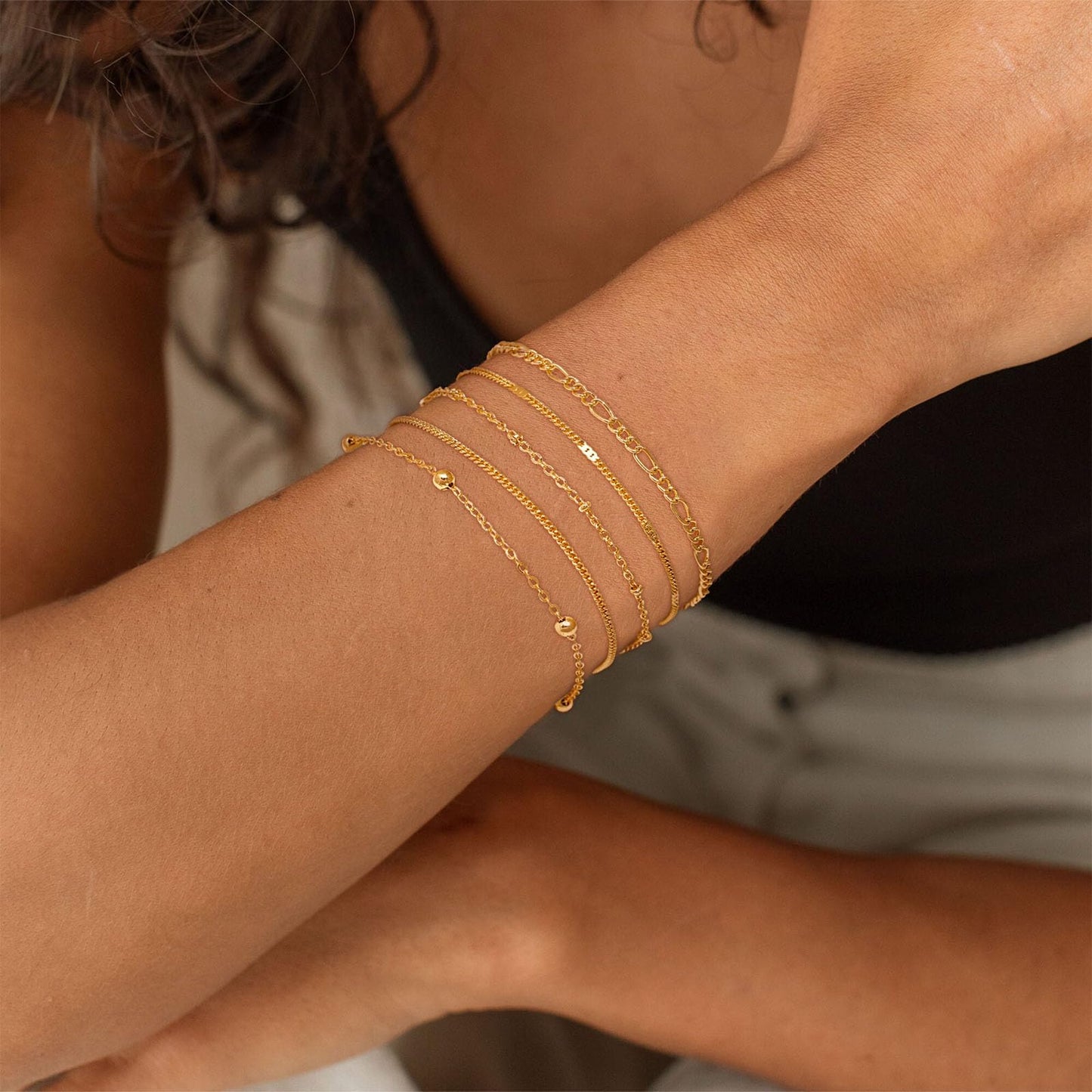 Gold Bracelets for Women, Dainty 14K Gold Plated Bracelet Stack for Women Trendy CZ Tennis Paperclip Cuban Chain Stackable Adjustable Waterproof Link Bracelet Jewelry Set Fashion Accessories Gifts