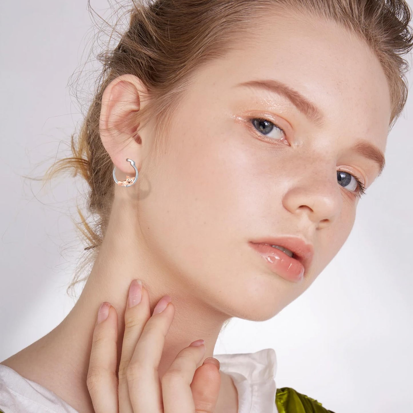 Cat Earrings for Women Girls 925 Sterling Silver Hypoallergenic Cute Hoop Earrings for Sensitive Ears Jewelry Graduation Gifts for Daughter Her Cat Lovers